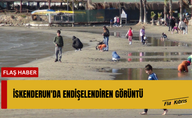 İskenderun'da deniz çekildi