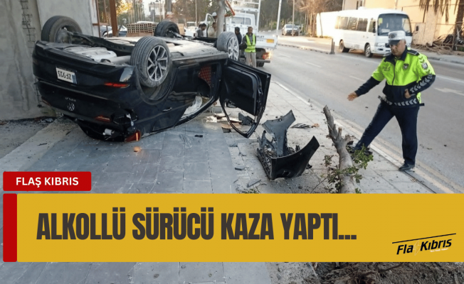 Alkollü sürücü kaza yaptı