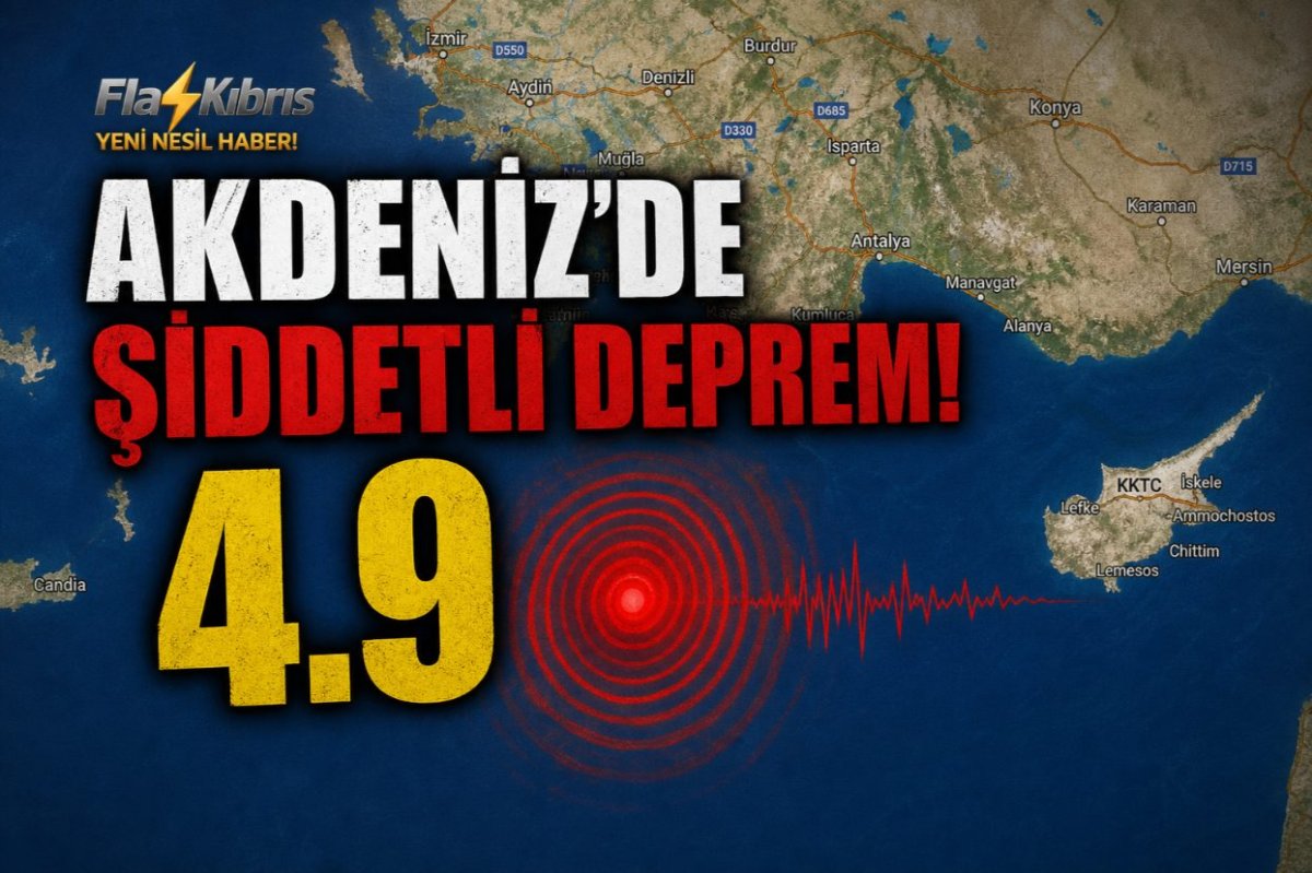 Akdeniz'de 4,9 büyüklüğünde deprem