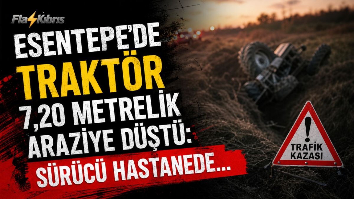 Esentepe'de traktör 7,20 metrelik araziye düştü
