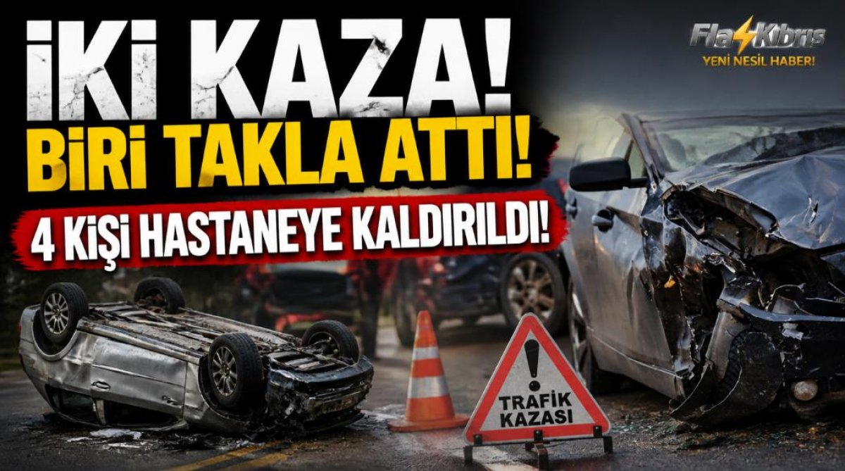 2 ayrı trafik kazası: Takla atan araçta 4 kişi yaralandı