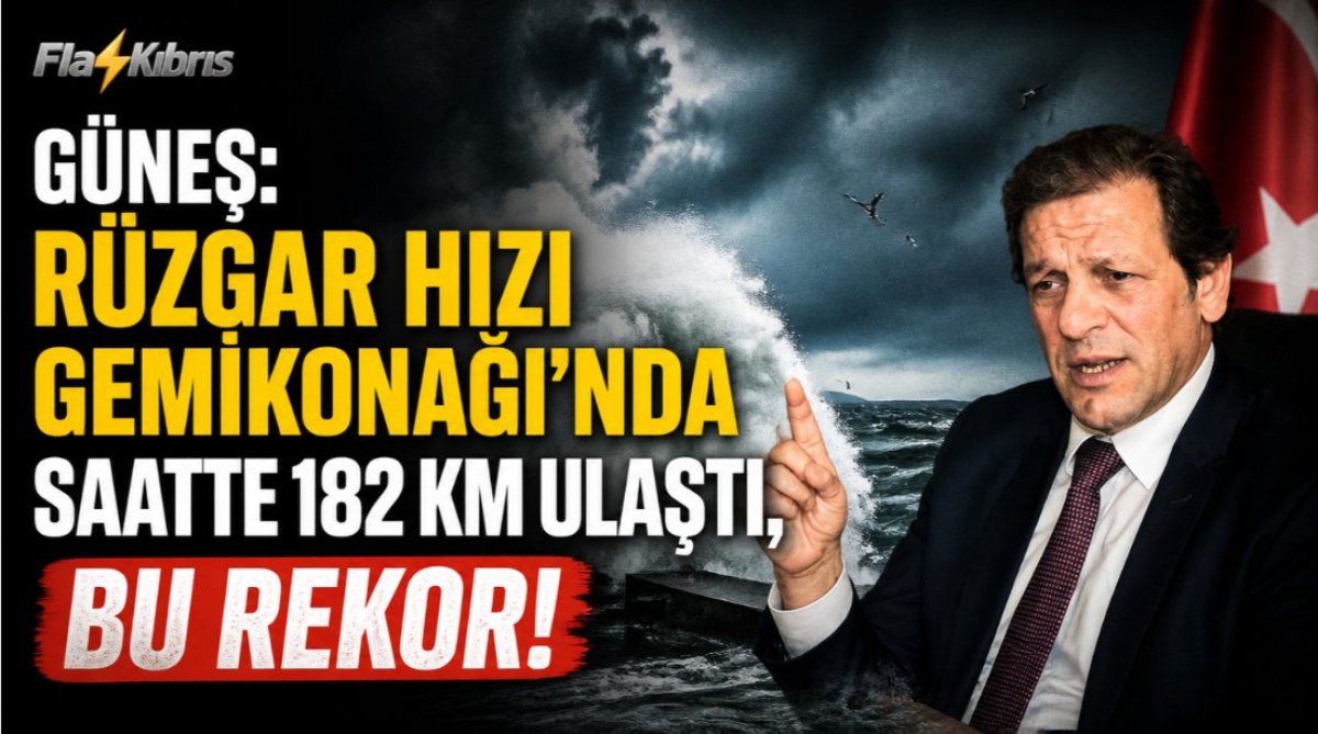 Güneş: “Rüzgar hızı Gemikonağı’nda saatte 182 kilometre ulaştı, bu rekor"