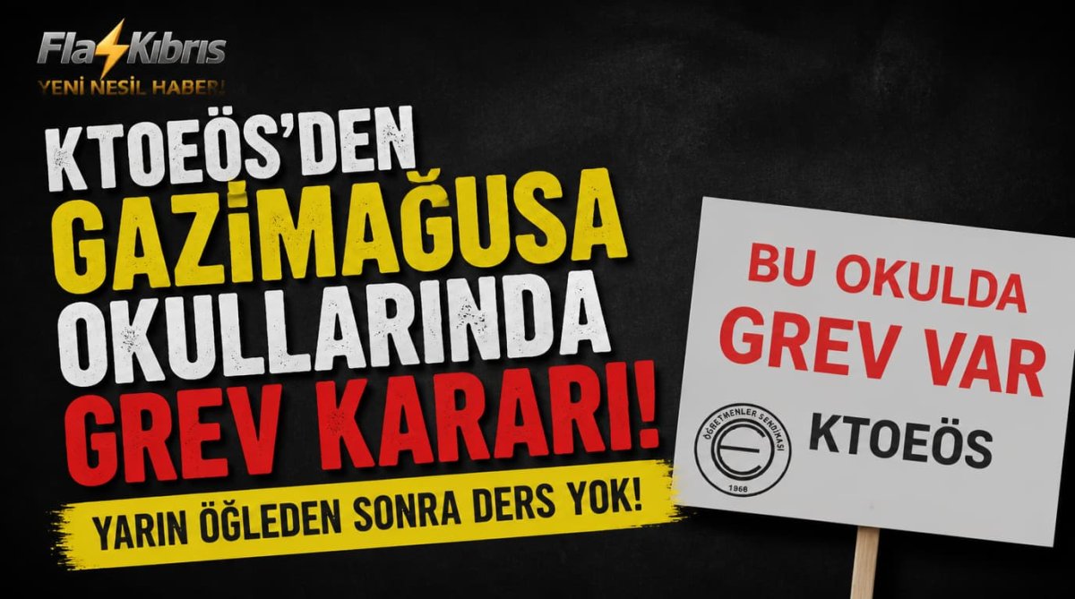 KTOEÖS, Gazimağusa okullarında yarın öğleden sonra grev yapacak
