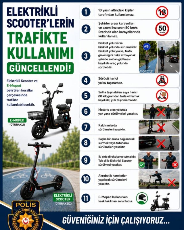Elektrikli scooter kullanımında yeni dönem: Kurallar güncellendi, 50 km üzerindeki yollarda kullanmak yasak