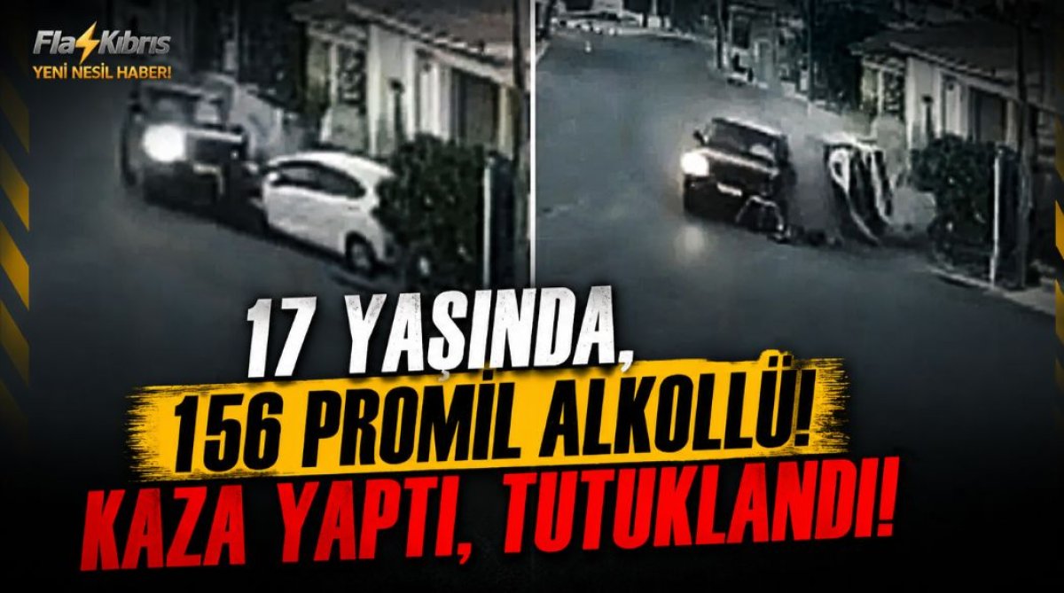 17 yaşındaki  alkollü sürücü kaza yaptı
