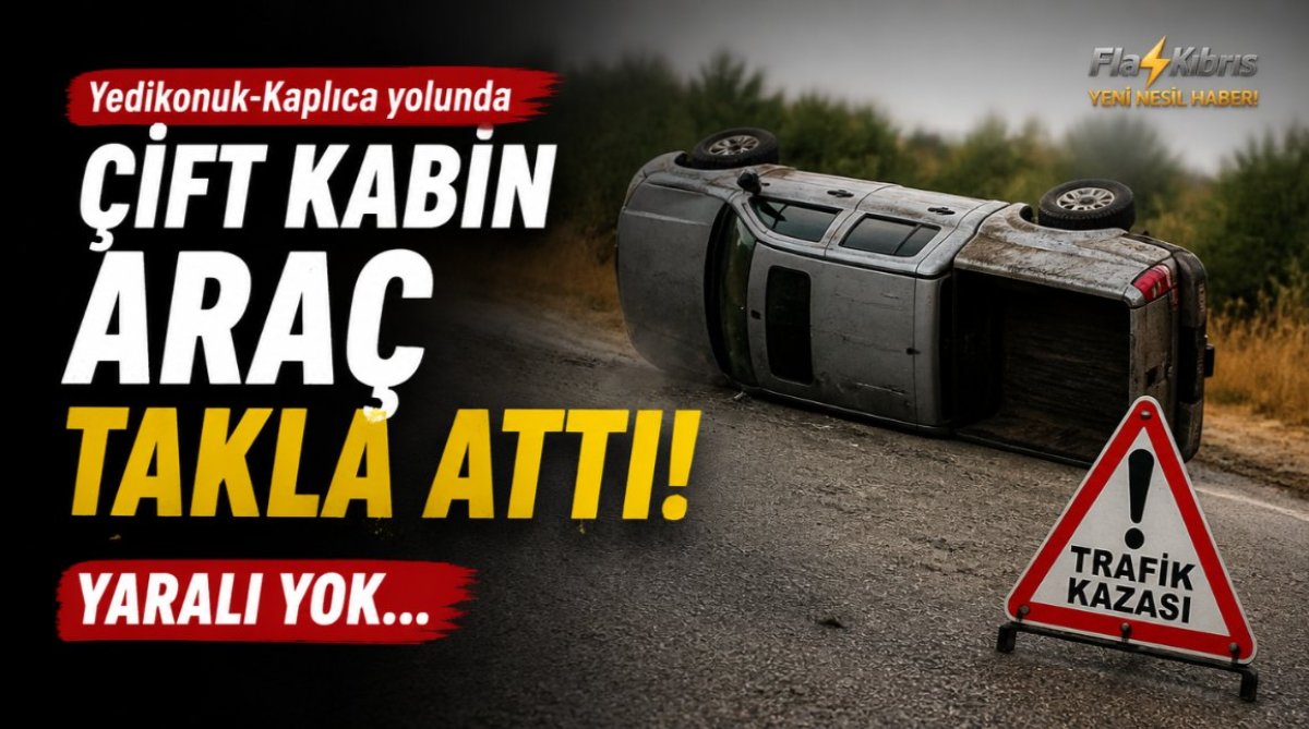 Yedikonuk-Kaplıca yolunda çift kabin araç takla attı: Yaralı yok