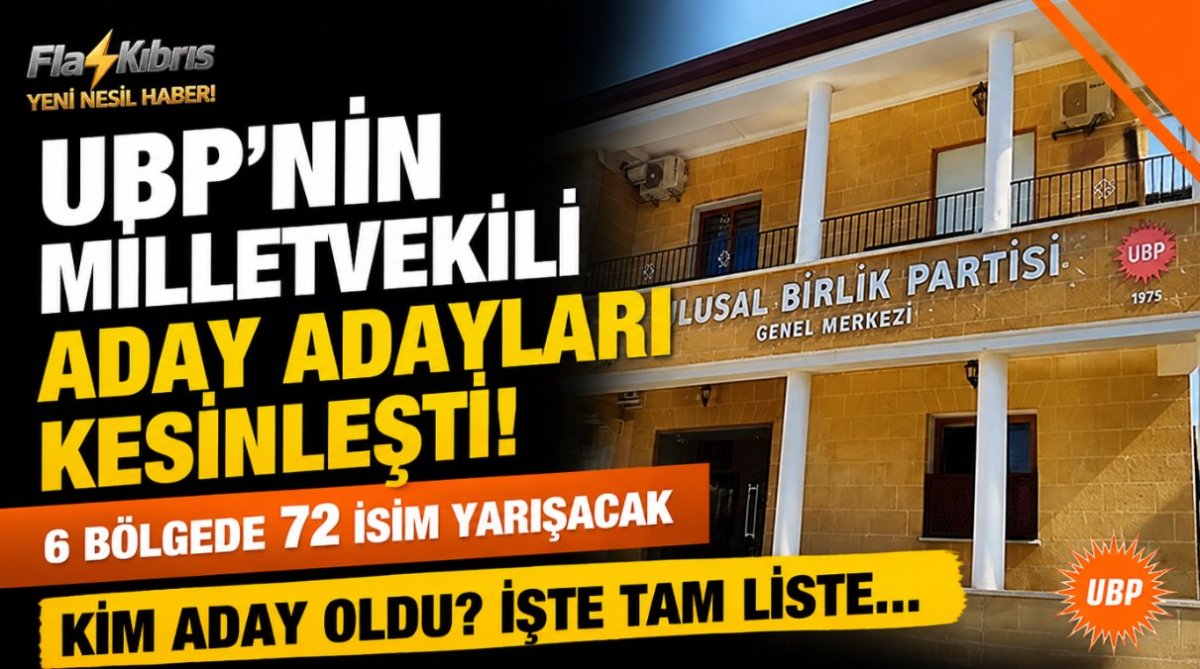 UBP’nin milletvekili aday adayları kesinleşti: 6 bölgede 72 isim yarışacak