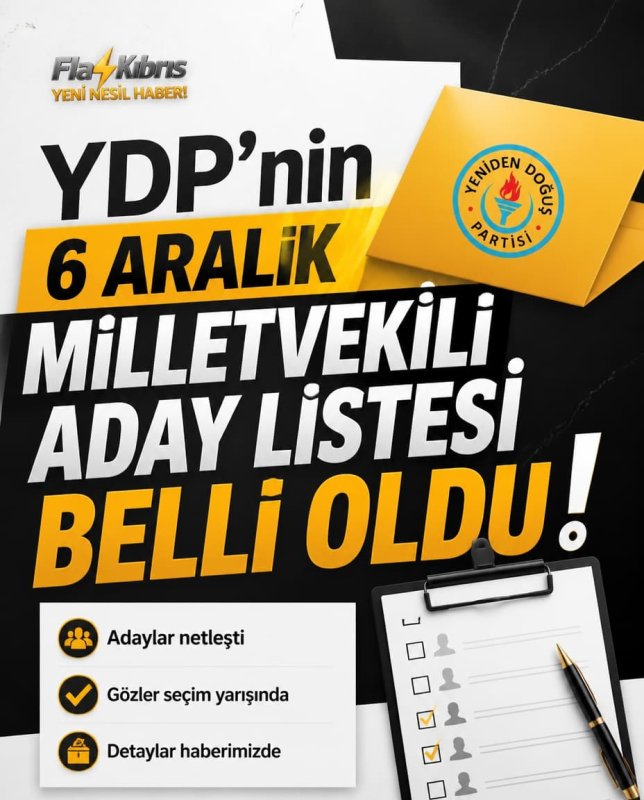 YDP’nin 6 Aralık milletvekili aday listesi belli oldu